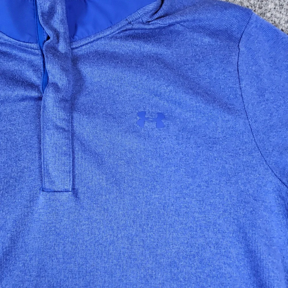Under Armour Golf ColdGear 2XL Blue Heather Snap Mock Neck Pullover Mens XXL